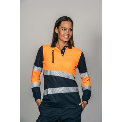 Polo alta visibilidad MUJER KINGSMANN STARLIGHT manga larga 100% Poliéster,...