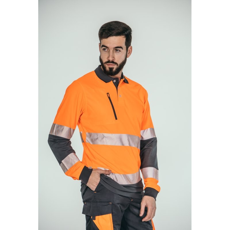Polo alta visibilidad HOMBRE KINGSMANN STARLIGHT manga larga 100% Poliéster,...