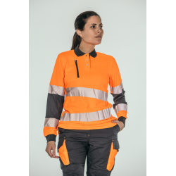 Polo alta visibilidad MUJER KINGSMANN STARLIGHT manga larga 100% Poliéster,...