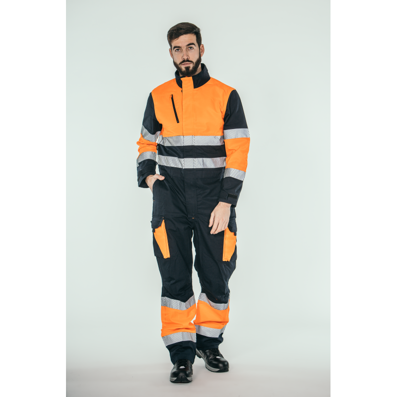 Buzo alta visibilidad HOMBRE KINGSMANN STARLIGHT, Azul Marino y Naranja Flúor