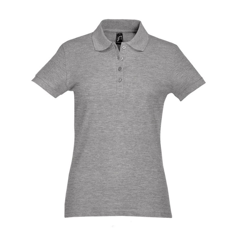 Polo laboral piqué MUJER manga corta PASSION gris mezcla