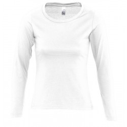 Camiseta laboral MUJER manga larga con cuello redondo Blanca