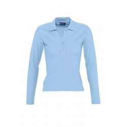 Polo laboral MUJER manga Larga PODIUM Celeste, PLAZO 10-15 días