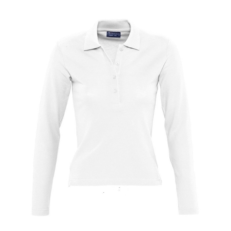 Polo laboral MUJER manga Larga PODIUM Blanco, PLAZO 10-15 días