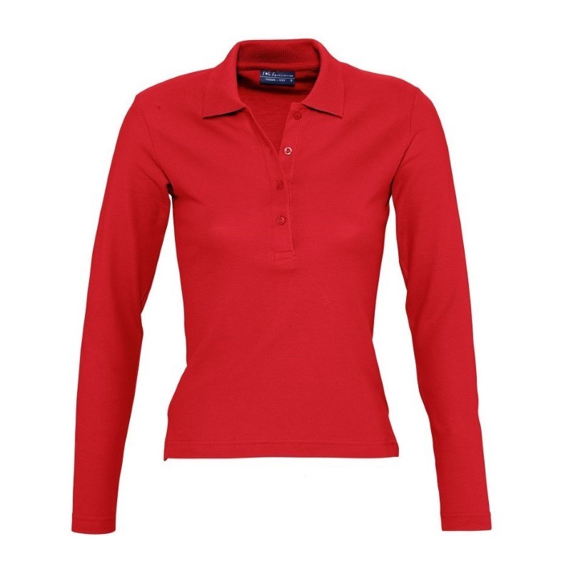 Polo laboral MUJER manga Larga PODIUM Rojo